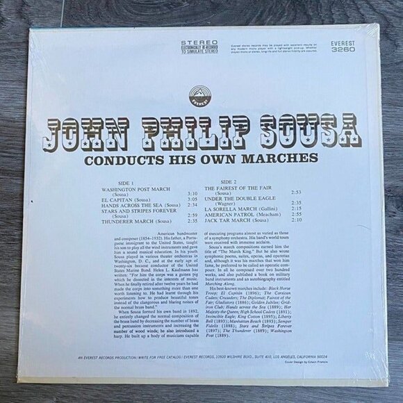 VINTAGE JOHN PHILIP SOUSA-CONDUCTS HIS OWN MARCHES 12' VINYL LP-NIP - Picture 2 of 3